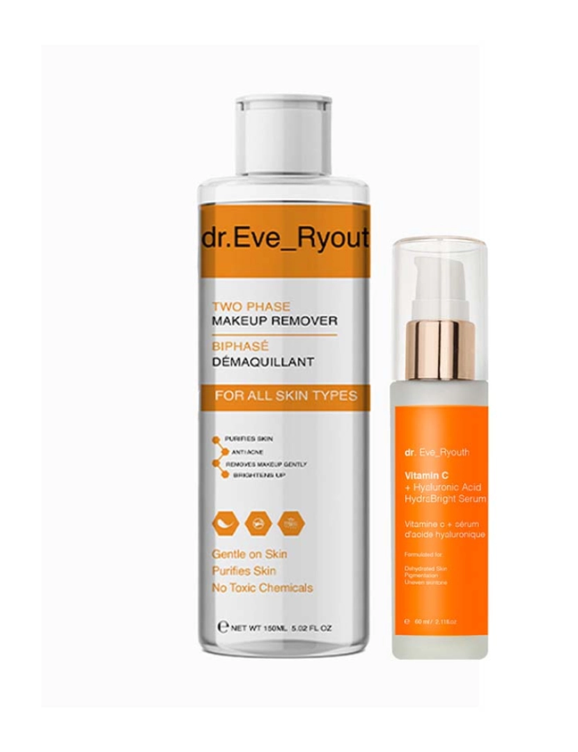 Dr. Eve Ryouth - Água Micelar Refrescante E Hidratante 2 Em 1 150Ml + Vitamina C + Ácido Hialurónico Hydrabright Serum 60Ml