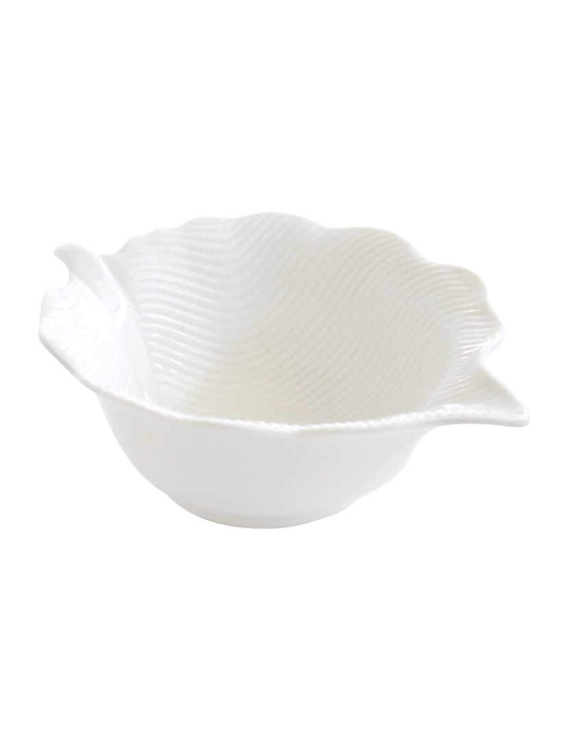 EasyLife - Tigela De Porcelana 21X16 Cm Formato Folha Em Folhas Branca