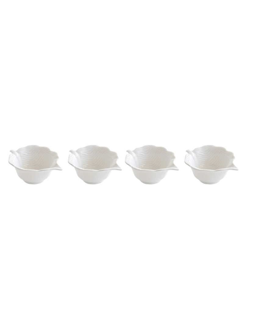 EasyLife - Conjunto De 4 Mini Tigelas De Porcelana Em Formato De Folha Em Leaves White