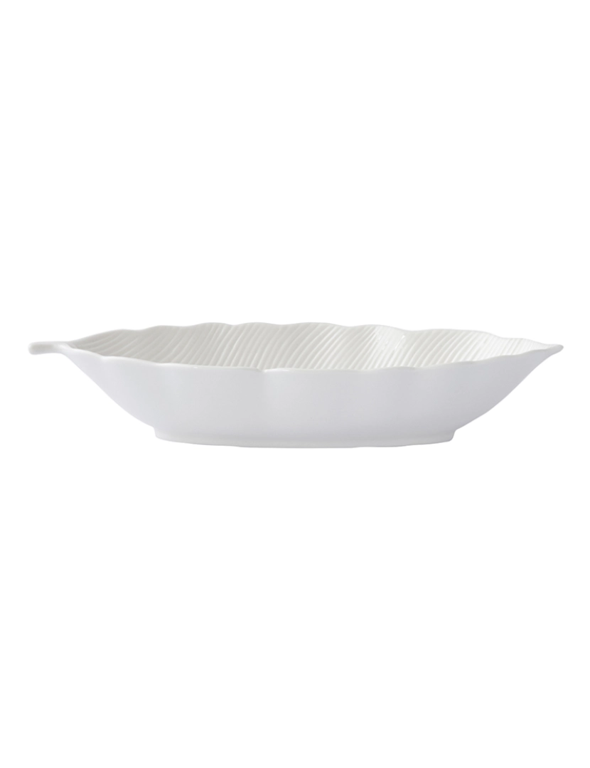 EasyLife - Tigela De Folhas Em Porcelana 26X11,5 Cm Em Folhas Brancas