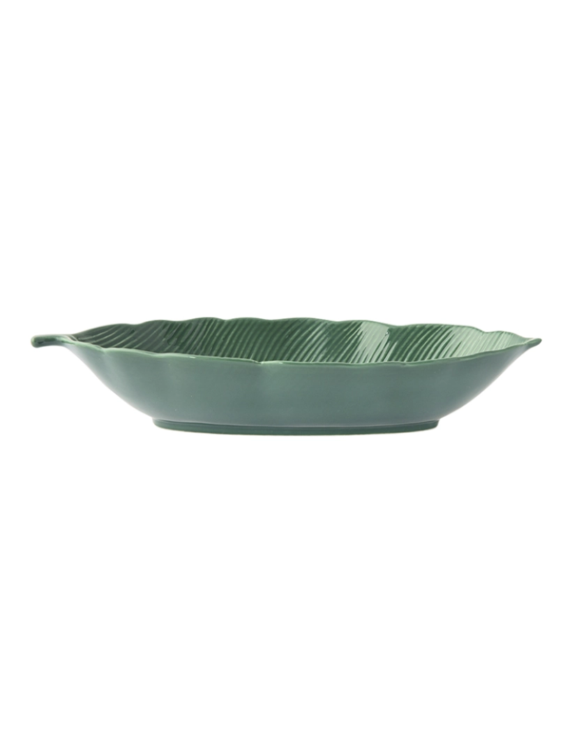 EasyLife - Tigela De Folhas Em Porcelana 36X16 Cm Folhas Tropicais Verde