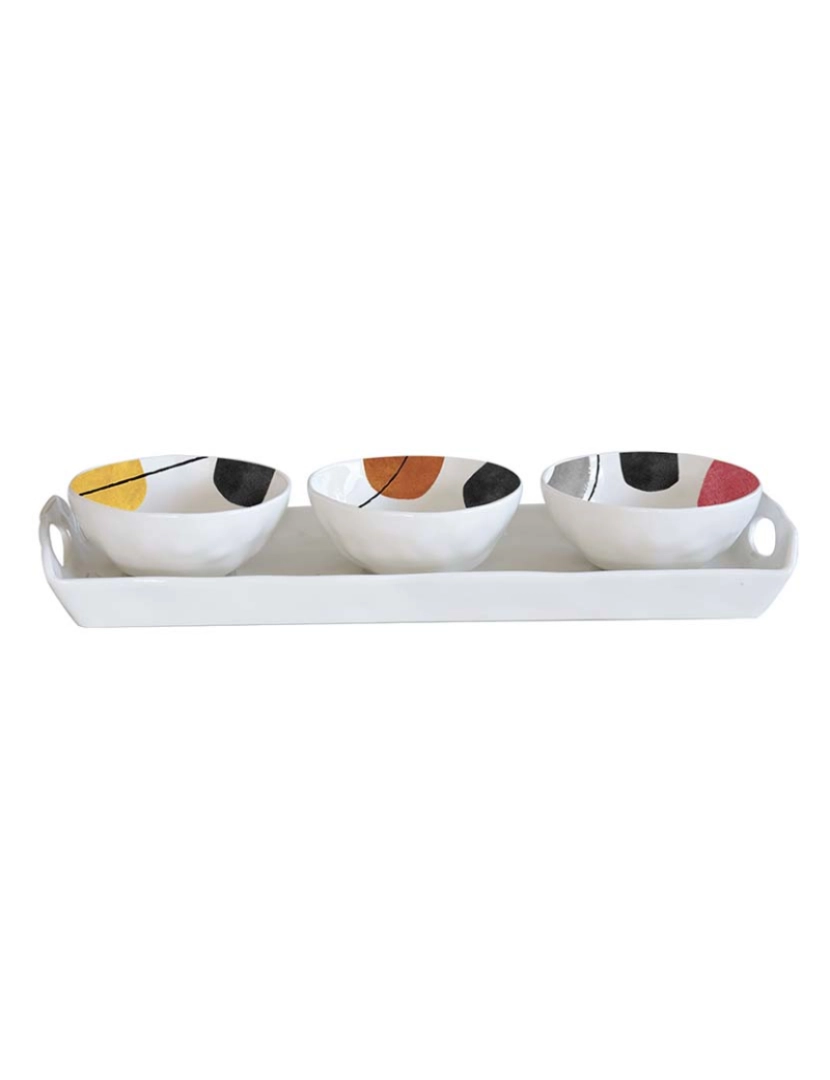 EasyLife - Conjunto De 3 Tigelas De Porcelana Ø 10 Cm Com Base 33,5X11 Cm Em Elements