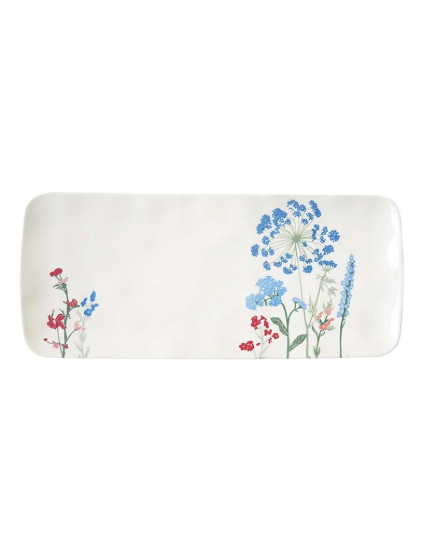 EasyLife - Travessa De Servir Em Porcelana 36X15,5 Cm Em Mille Fleurs Blue