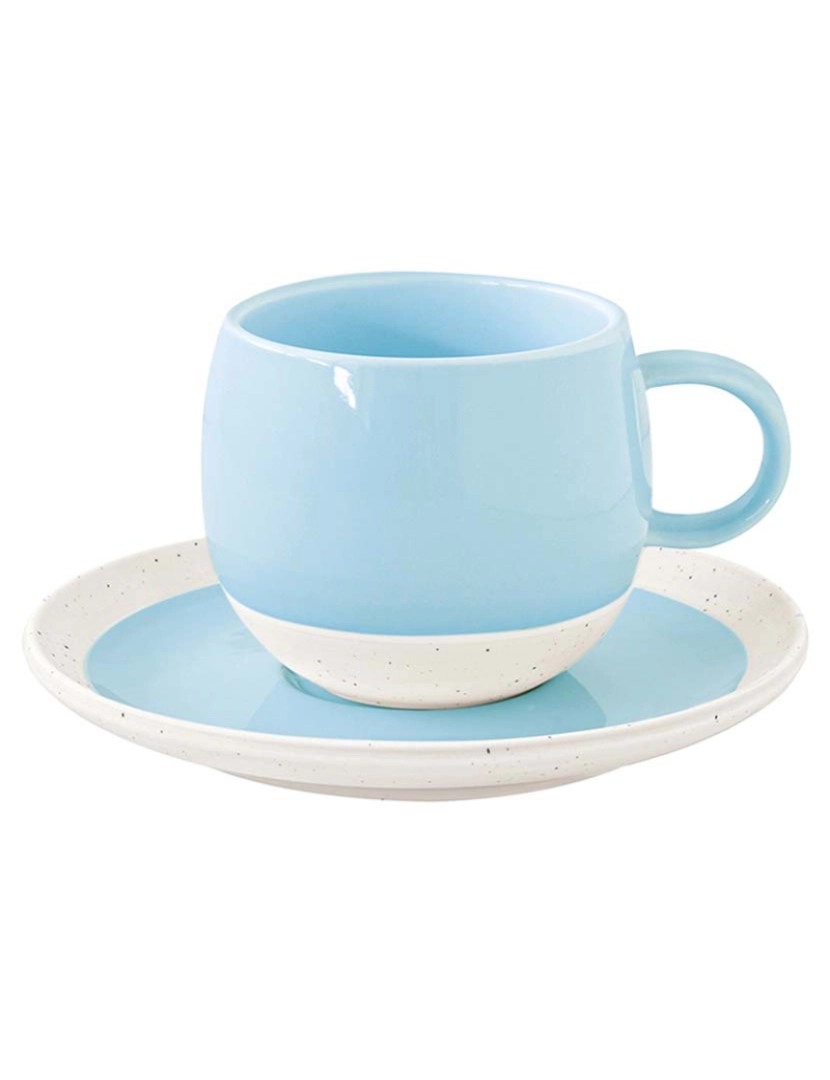 EasyLife - Conjunto 6 Chávena E Pires De Café Em Porcelana 120Ml Pastel & Trend Azul