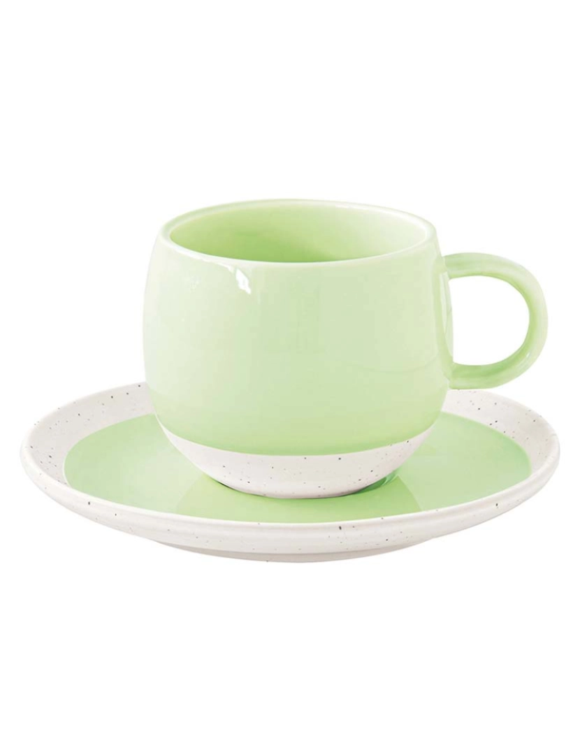 EasyLife - Conjunto 6 Copo E Pires De Porcelana 250Ml Pastel & Trend Verde