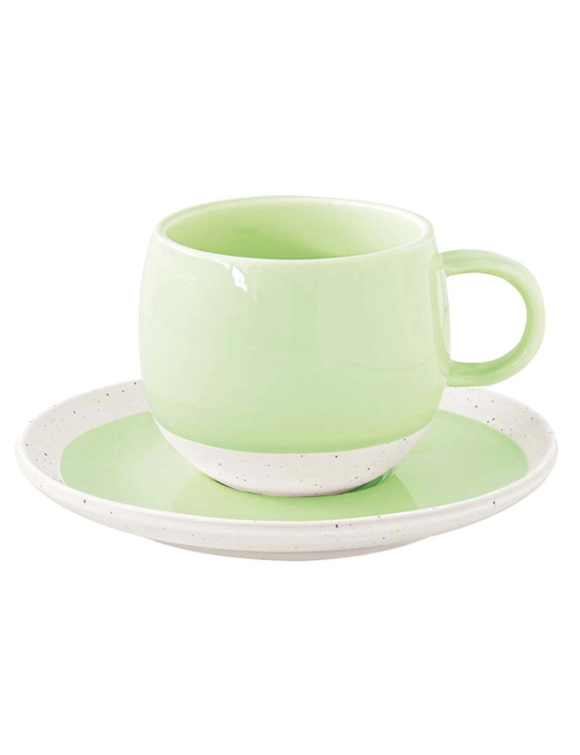 EasyLife - Conjunto 6 Chávena E Pires De Café Em Porcelana 120Ml Pastel & Trend Verde