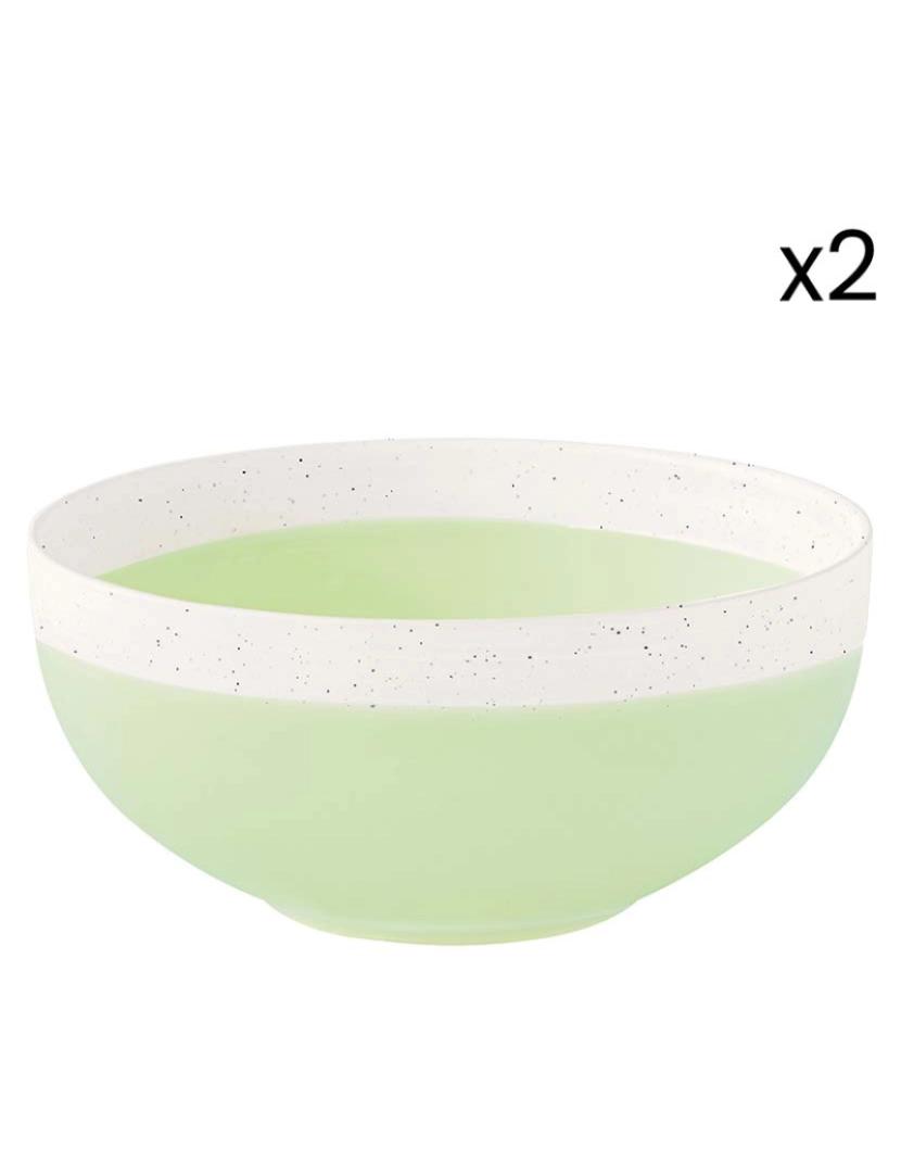 EasyLife - Conjunto 2 Taças De Porcelana Dia. 22Cm Pastel & Verde Tendência