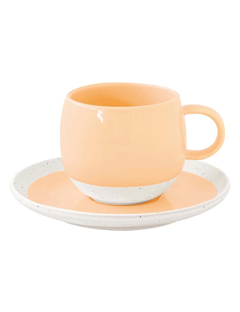 EasyLife - Conjunto 6 Chávena E Pires De Café Em Porcelana 120Ml Pastel & Trend Pêssego