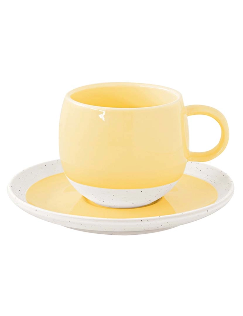 EasyLife - Conjunto 6 Chávena E Pires De Café Em Porcelana 120Ml Pastel & Trend Amarelo