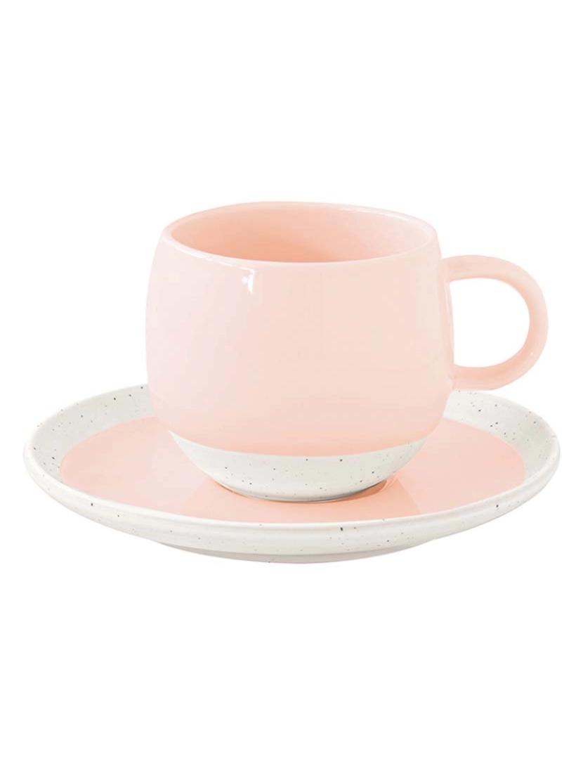 EasyLife - Conjunto 6 Chávena E Pires De Café Em Porcelana 120Ml Pastel & Trend Rosa