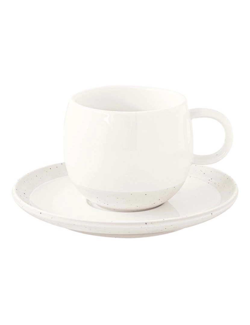 EasyLife - Conjunto 6 Copo E Pires De Porcelana 250Ml Pastel & Trend Branco