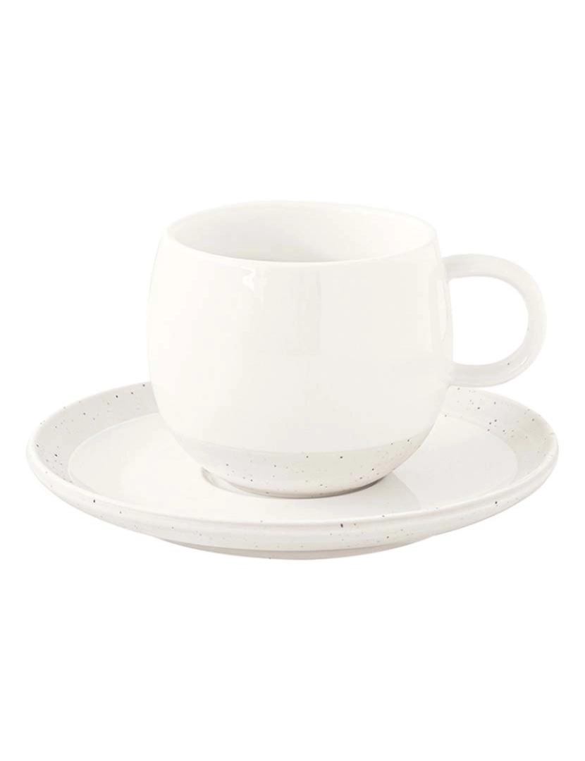 EasyLife - Conjunto 6 Chávena E Pires De Café Em Porcelana 120Ml Pastel & Trend Branco