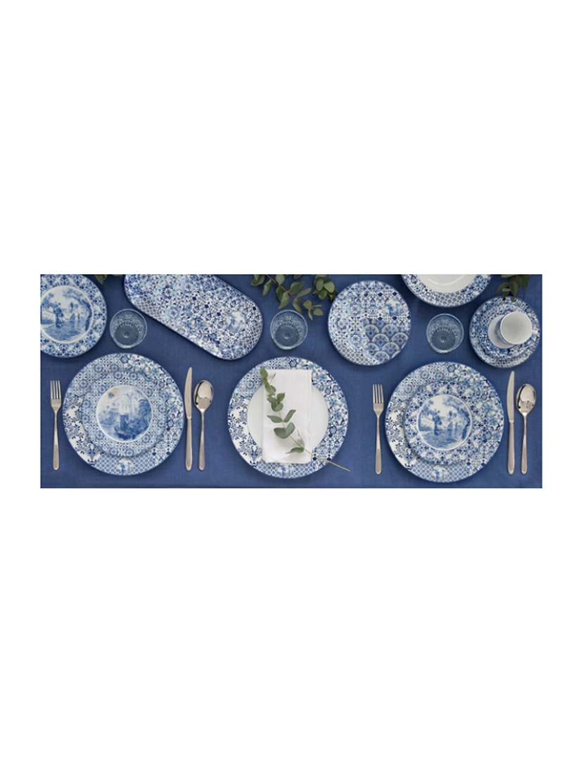 EasyLife - Conjunto 6 Pratos Laterais Em Porcelana Ø 19 Cm Indigo Vers.C