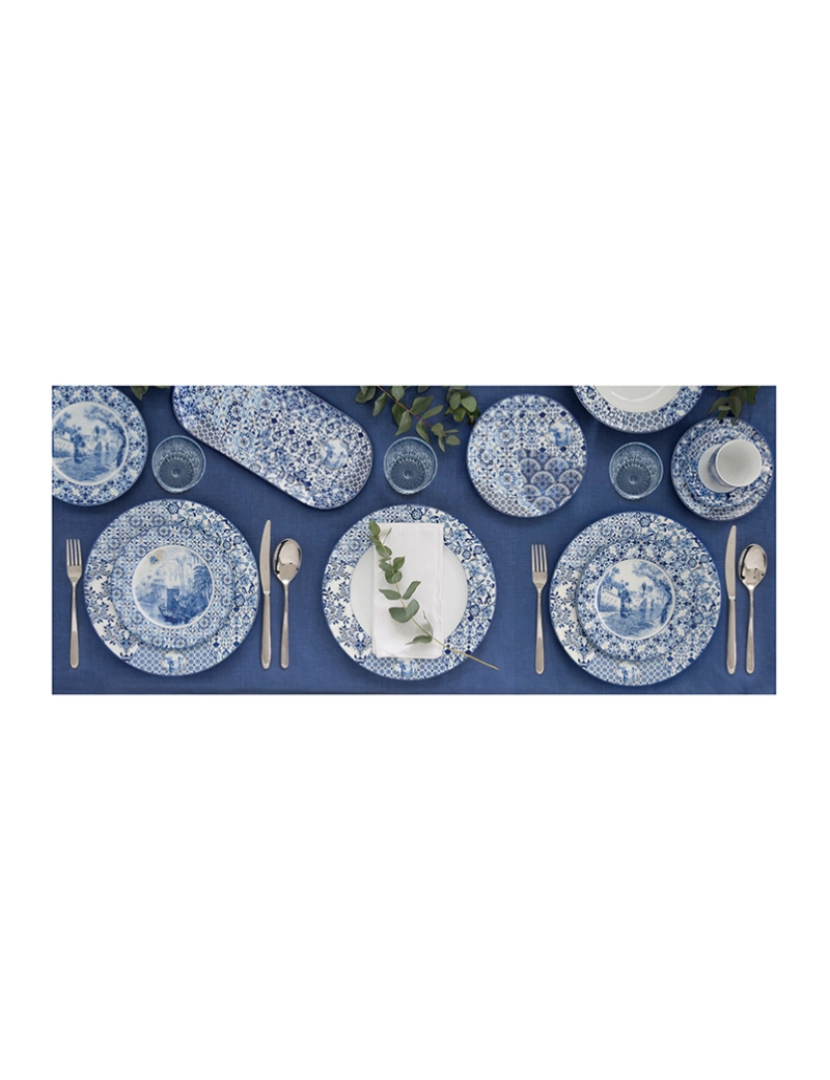 EasyLife - Travessa Oval Em Porcelana 33,5X15 Cm Em Indigo