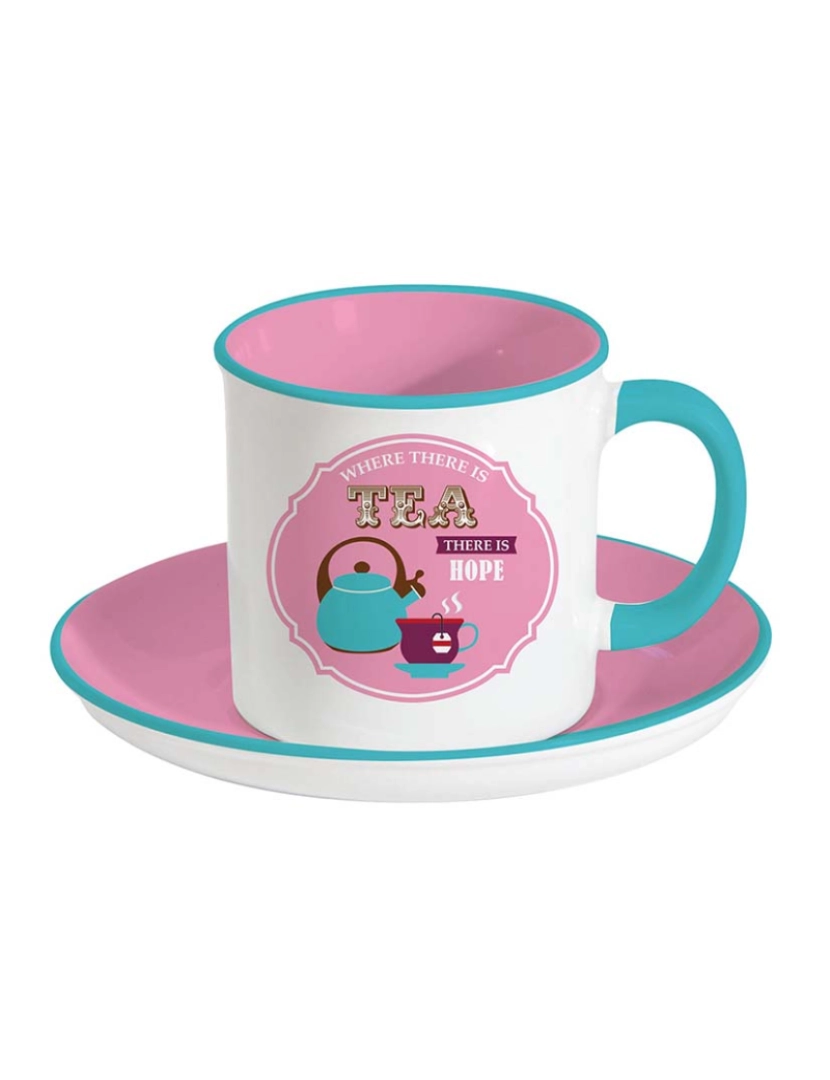 EasyLife - Xícara E Pires Em Retro Break Tea Pink