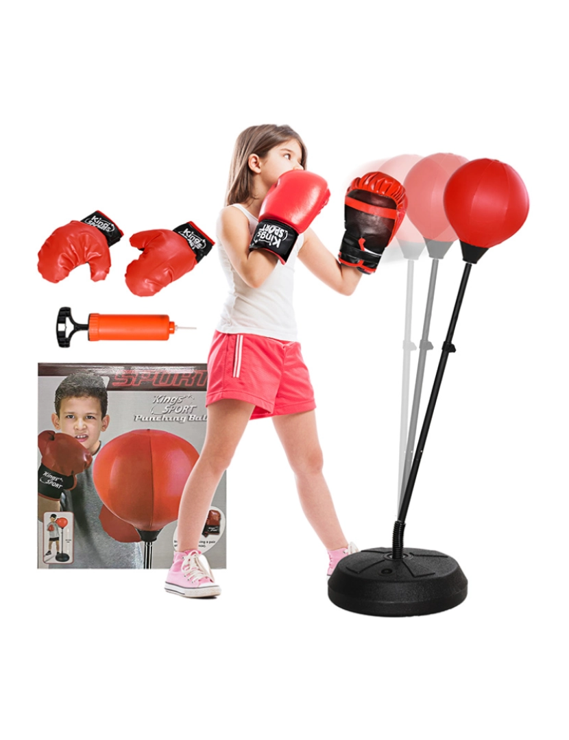 Aiyaplay - AIYAPLAY Punching Ball para Crianças acima de 5 anos Kit de Boxe para Crianças com Luvas de Boxe Altura Ajustável 122,5-147 cm e Base Preenchível Vermelho