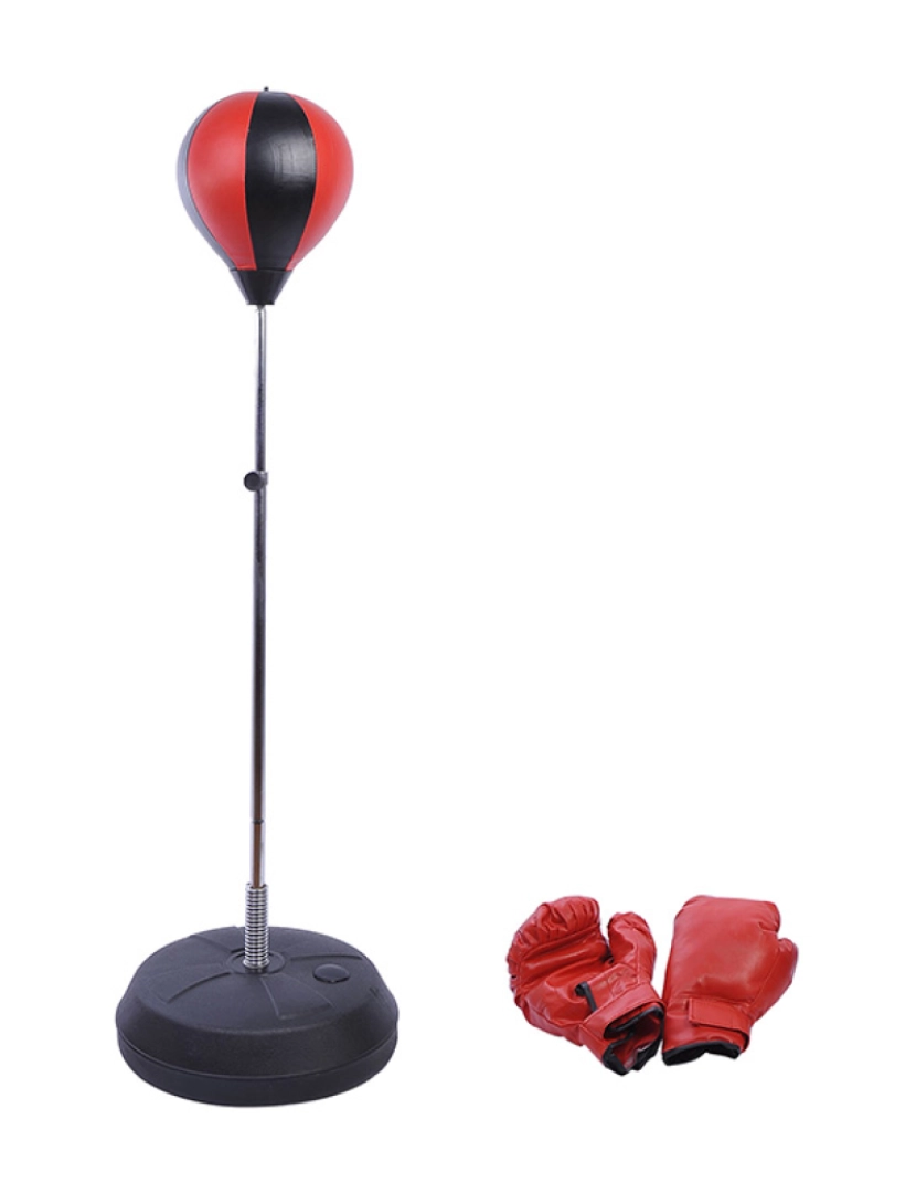 Homcom - HOMCOM Punching Ball de Boxe com Altura Ajustável de 4 Níveis Base Recarregável com Água ou Areia e Luvas para Adolescentes Ø43x125-145 cm Vermelho e Preto