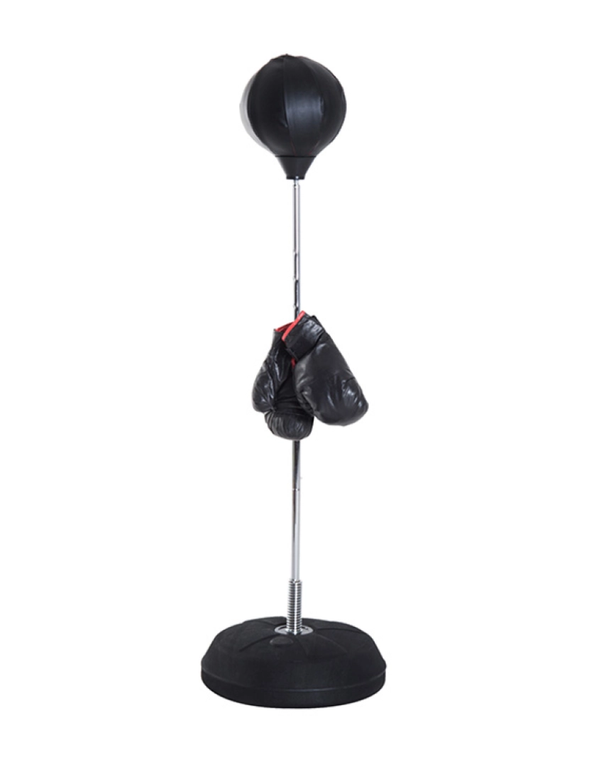 Homcom - HOMCOM Saco de Boxe de Pé Punching Ball com Altura Ajustável em 4 Níveis 126-144 cm Base Preenchível e Luvas de Boxe para Adultos e Adolescentes Preto