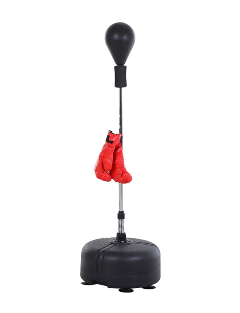 Homcom - HOMCOM Punching Ball Ajustável em Altura com Base Recarregável Punching Ball de Boxe com Suporte e Luvas para Adultos e Adolescentes Ø48x136-154 cm Preto