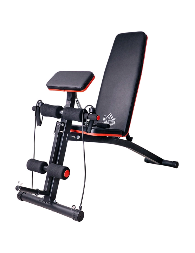 Homcom - HOMCOM Banco de Pesos Dobrável e Inclinável Banco de Musculação Multifuncional para Treinamento Completo Máquina Fitness para Casa Academia 54x160x106cm Preto