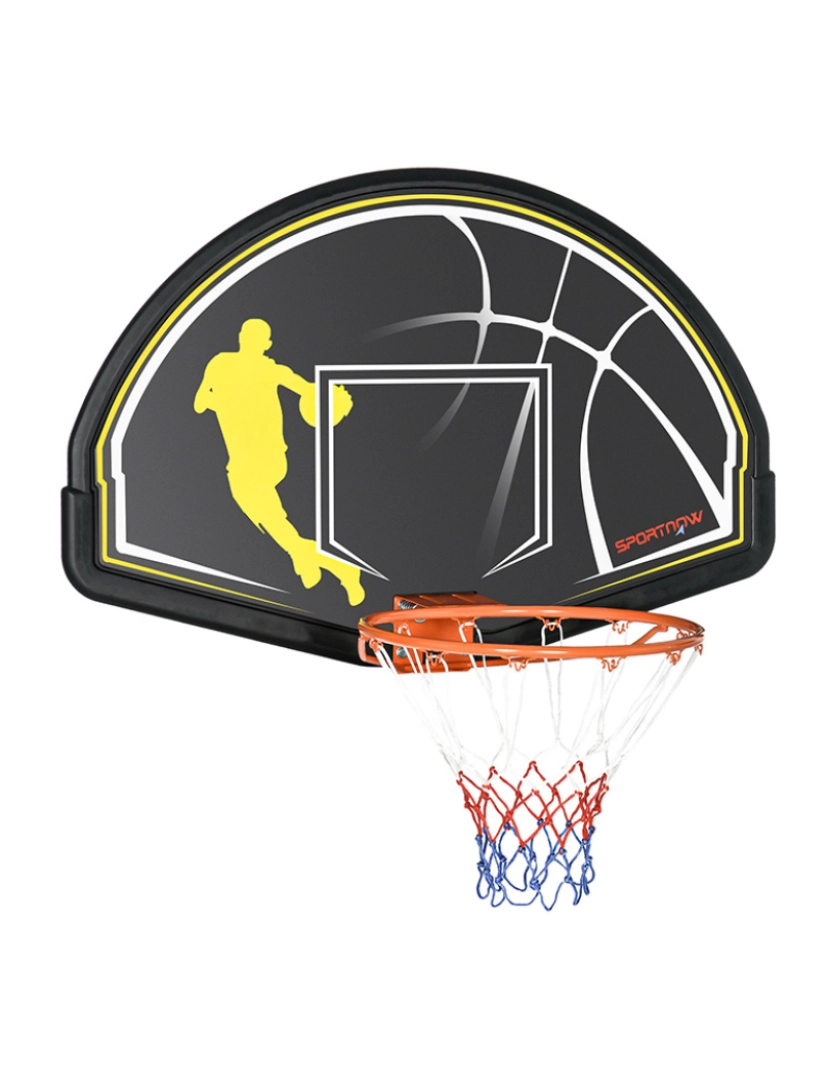 Sportnow - SPORTNOW Tabela de Basquetebol de Parede Tabela de Basquetebol para Interior e Exterior 110x90x70 cm Preto e Amarelo