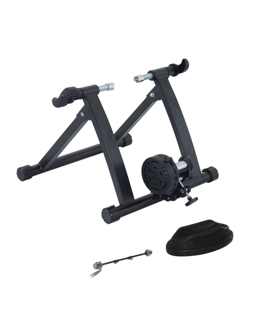 Homcom - HOMCOM Rolo de Bicicleta para Treinamento Dobrável com Resistência Magnética para Rodas de 26-28 Polegadas Suporte de Treinamento para Bicicleta Casa Interior 54,5x47,2x39,1cm Preto