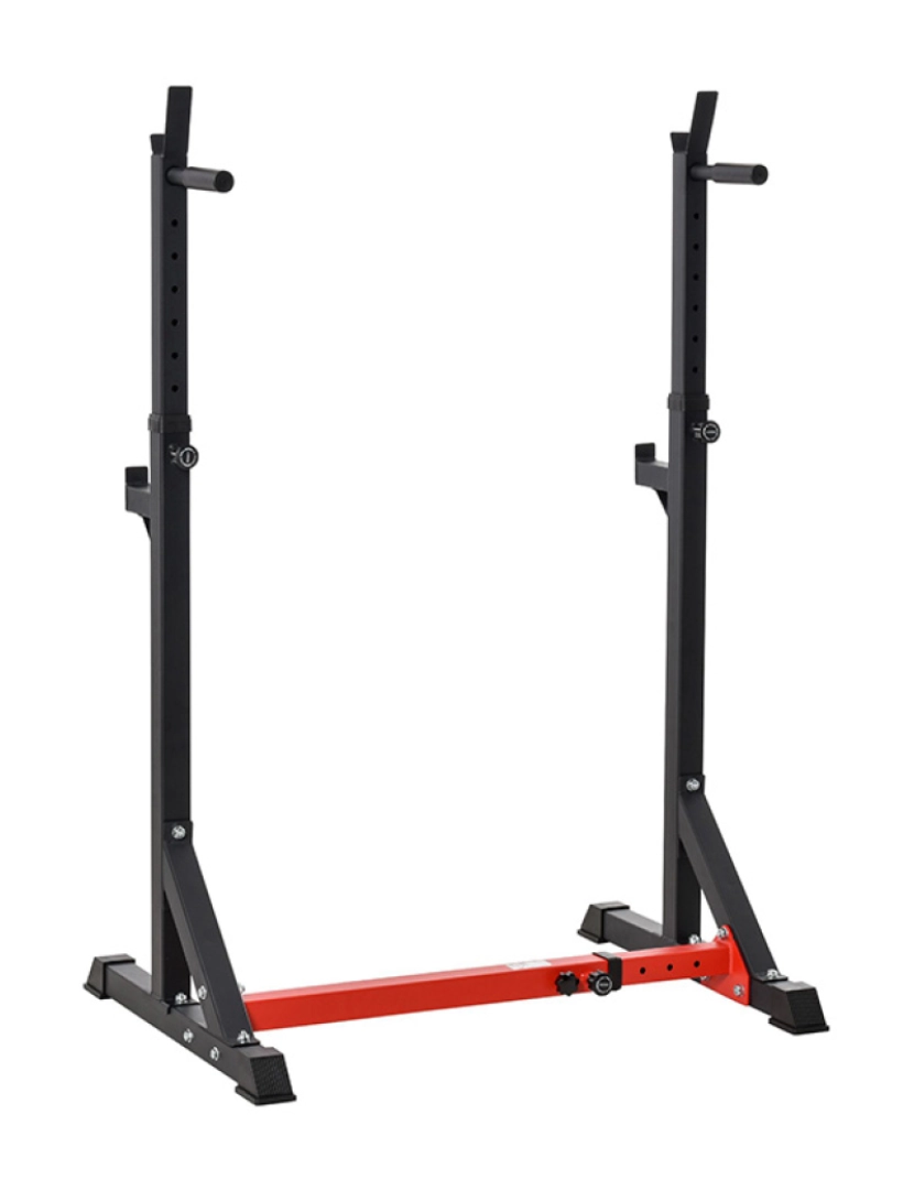 Homcom - HOMCOM Suporte Ajustável para Barras de Peso Suporte Multifuncional para Exercício em Casa Escritório Carga 150kg Altura Ajustável 121-171cm Preto e Vermelho