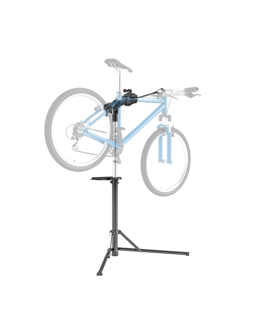 Homcom - HOMCOM Suporte para Reparação de Bicicleta Suporte para Bicicleta Dobrável com Bandeja Magnética <br>Altura Ajustável 107-160 cm e Giratório 360º Carga 40 kg Preto