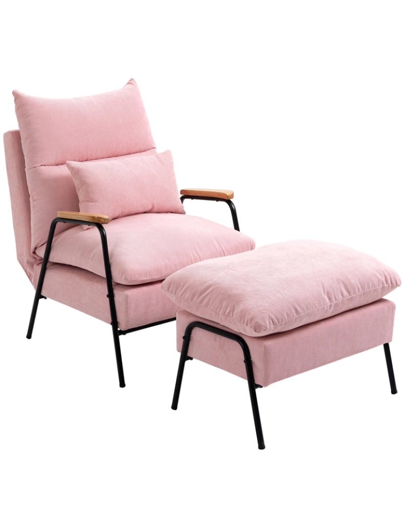 Homcom - Poltrona Relax + Repousa Pés Rosa