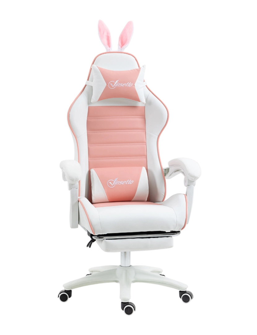 Vinsetto - Cadeira Gaming Rosa e Branco