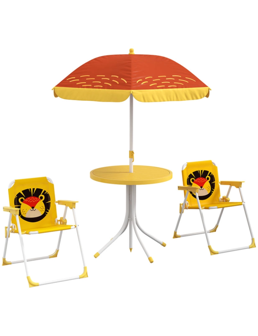 Outsunny - Conjunto Mesa + 2 Cadeiras Exterior Amarelo