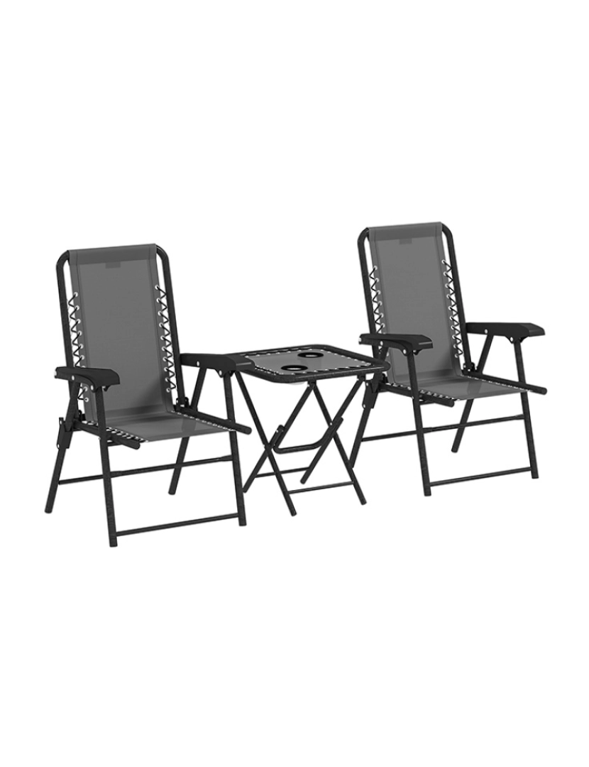 Outsunny - Conjunto de Mesa e Cadeiras de Jardim Cinza e Preto