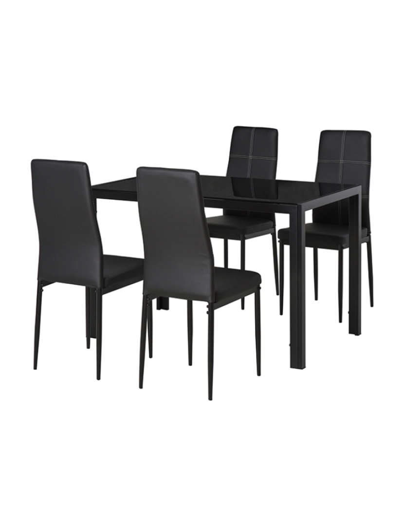 Homcom - Conjunto Mesa Jantar + 4 Cadeiras Preto