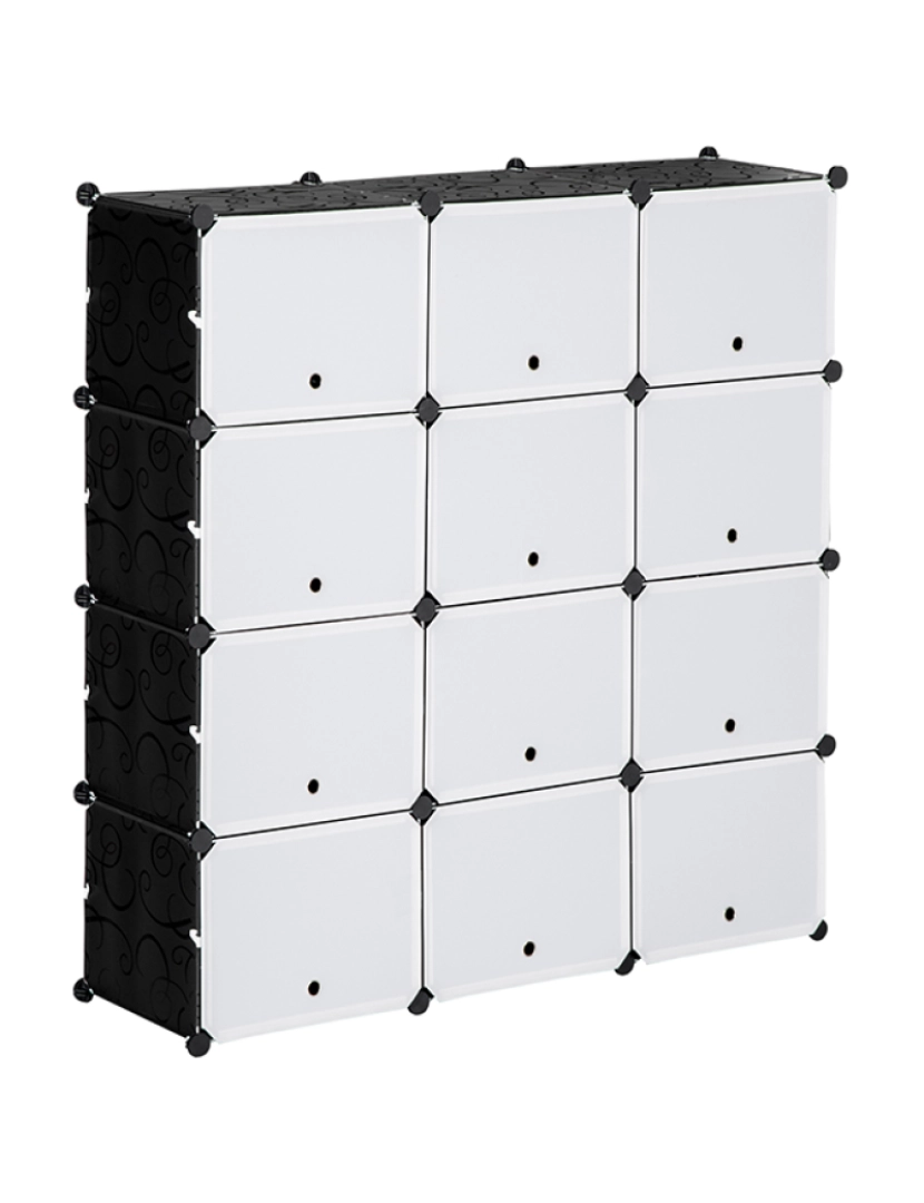 Homcom - Armário Modular 12 Cubos Branco e Preto