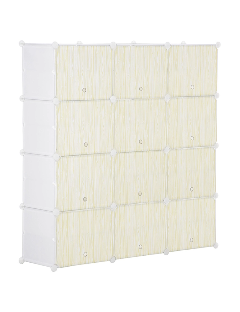 Homcom - Armário Modular 12 Cubos Branco e Natural