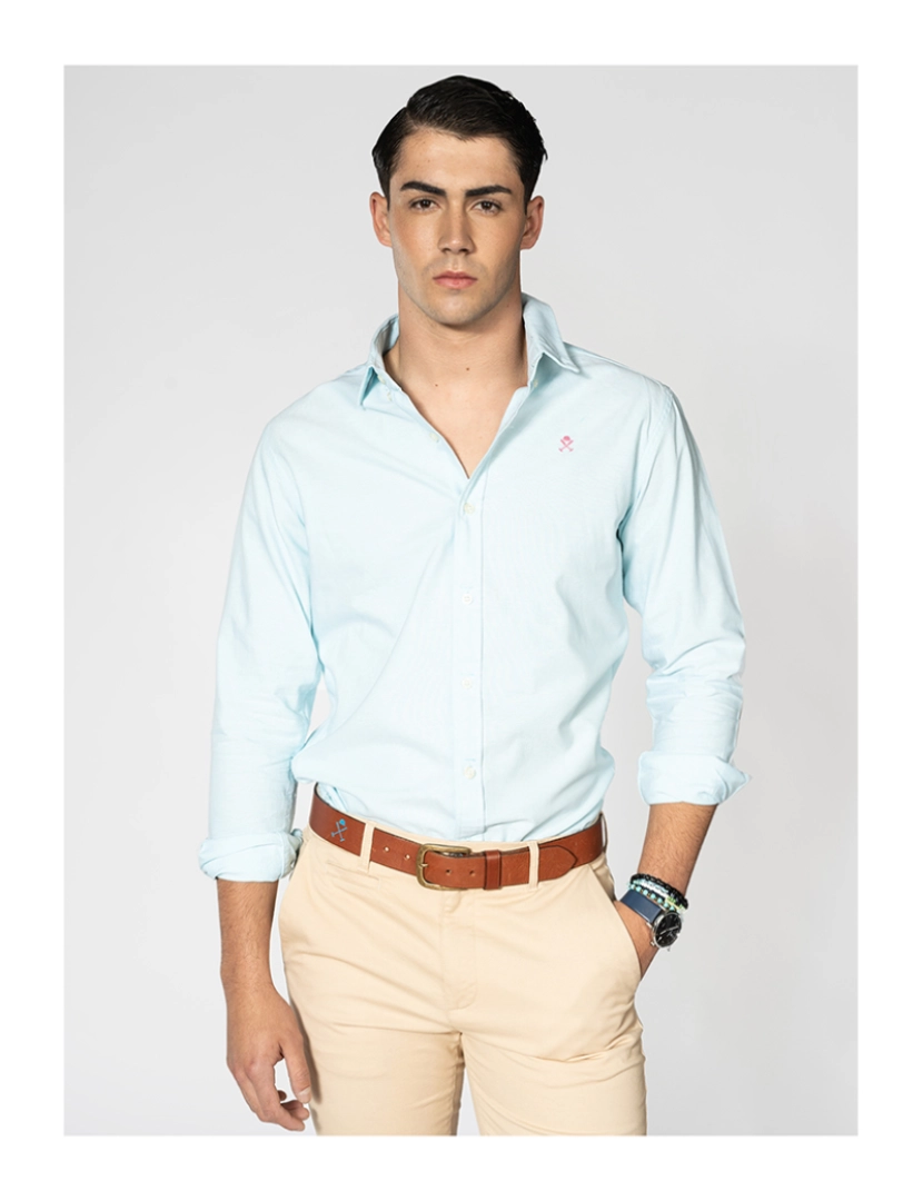 Harper&Neyer - Camisa Loring Oxford Homem Turquesa