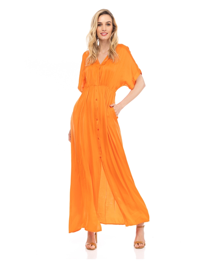 Tantra - Vestido Maxi Senhora com Botões Laranja