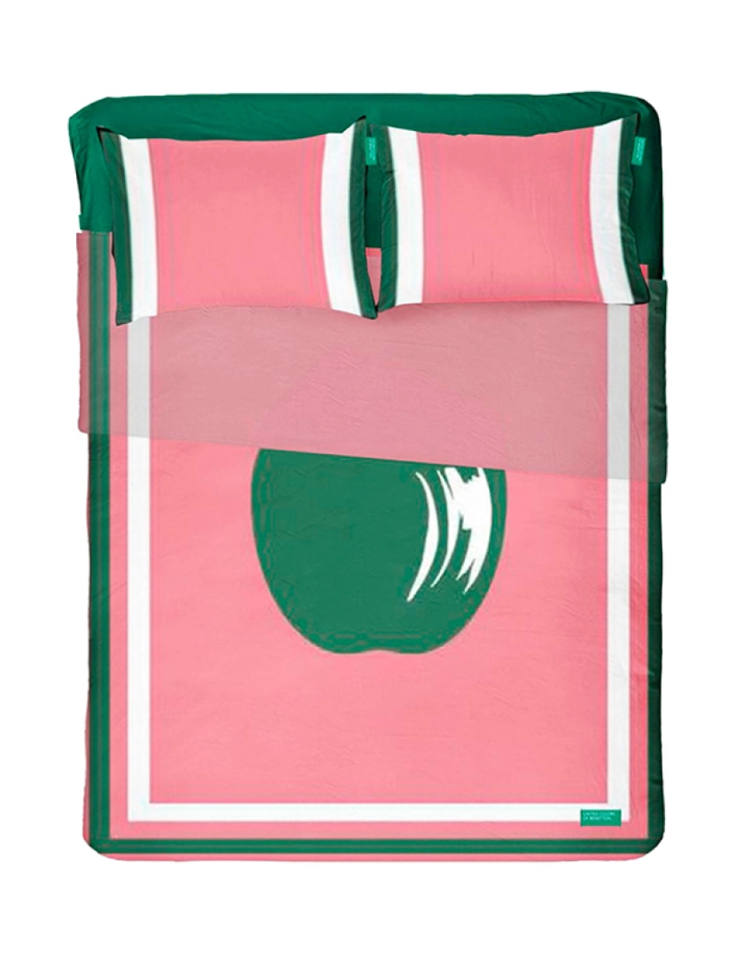 Benetton - Conjunto de lençol de casal 4 unidades: lençol plano (240x240cm c/bainha simples 5cm) + lençol justo (160x200+aba 25cm) + 2 fronhas (50x80cm)
