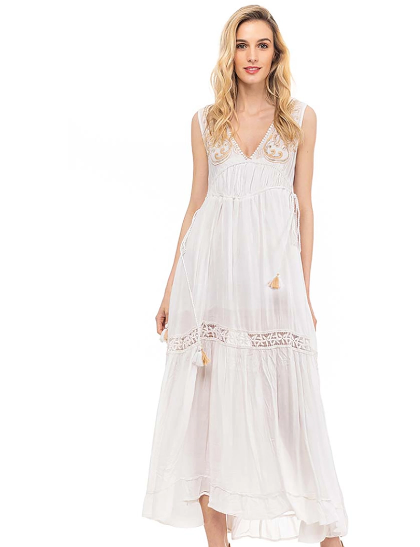 Tantra - Vestido maxi com decote em V Branco