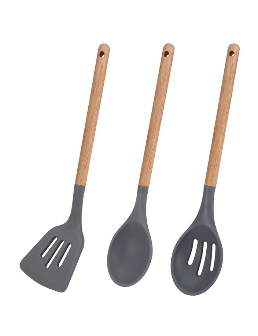 San Ignacio - Conjunto de 3 peças de utensílios de cozinha de silicone de madeira, coleção daimiel