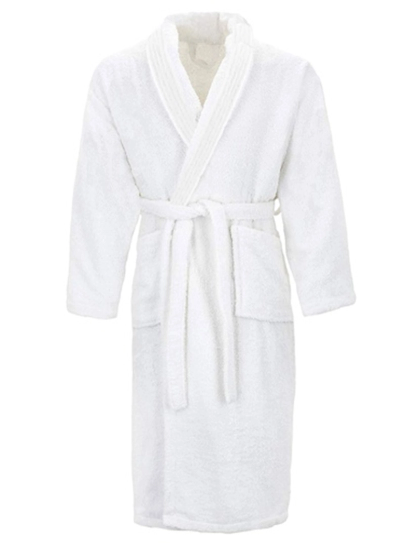 WellHome - Roupão 100% algodão em tecido atoalhado branco com 3 costuras, tamanho XL