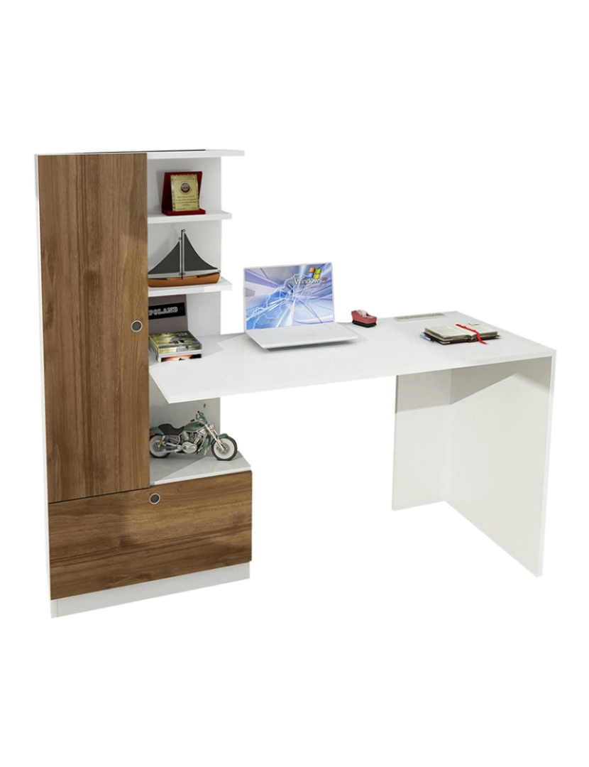 ASR - Secretária Domingos - Branco, Walnut