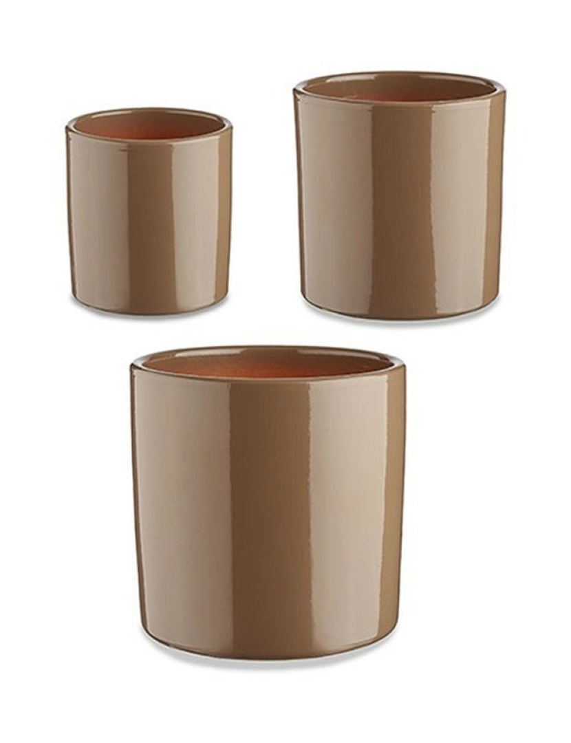 Ibergarden - Conjunto de Vasos Ibergarden CILINDRO-7006 Taupe Argila Cilindro 14 cm 22 cm 17 cm 3 Peças