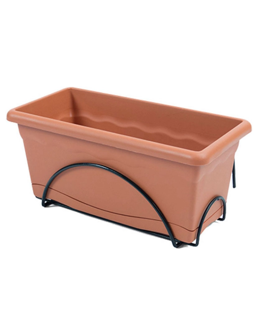 Plastiken - Floreira com Prato Plastiken Terracota Polipropileno 60 x 24 cm