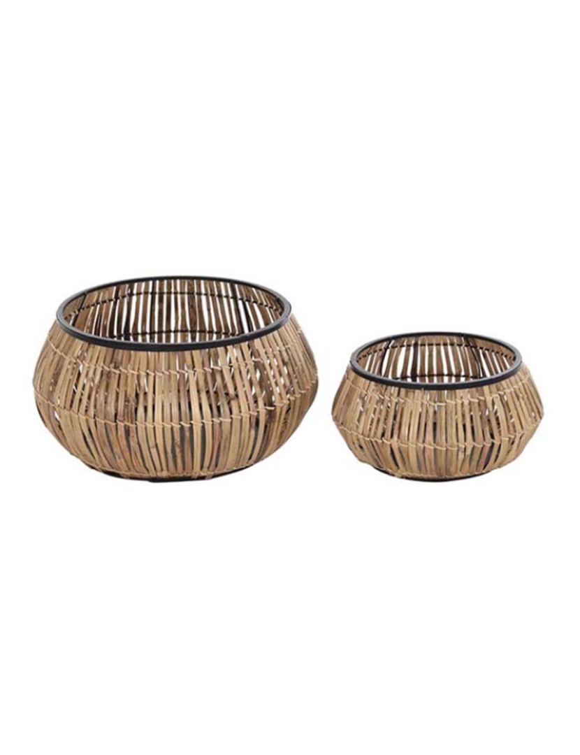 It - Conjunto De Vaso Flores 2 Metal Rattan 50X50X25.4 Natural