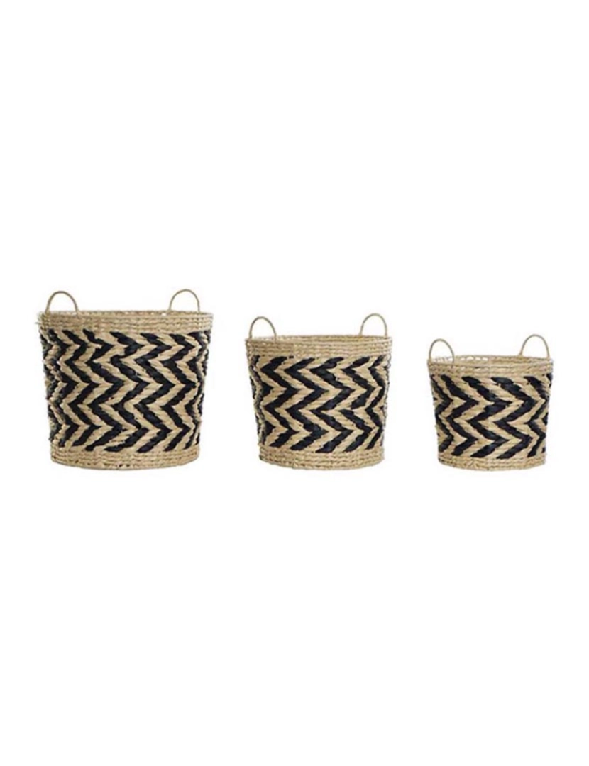 It - Conjunto Cesto 3 Fibras 40X40X35 Natural Castanho Claro