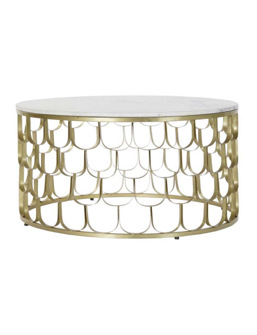 It - Mesa De Centro Mármore Ferro 81X81X42 Ouro