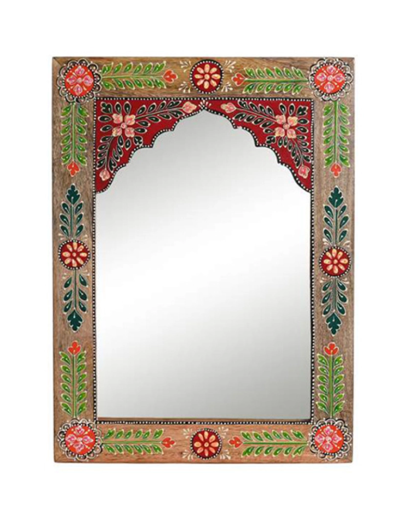 It - Espelho Mdf 41X2X56 Floral Pintado À Mão Multicolor