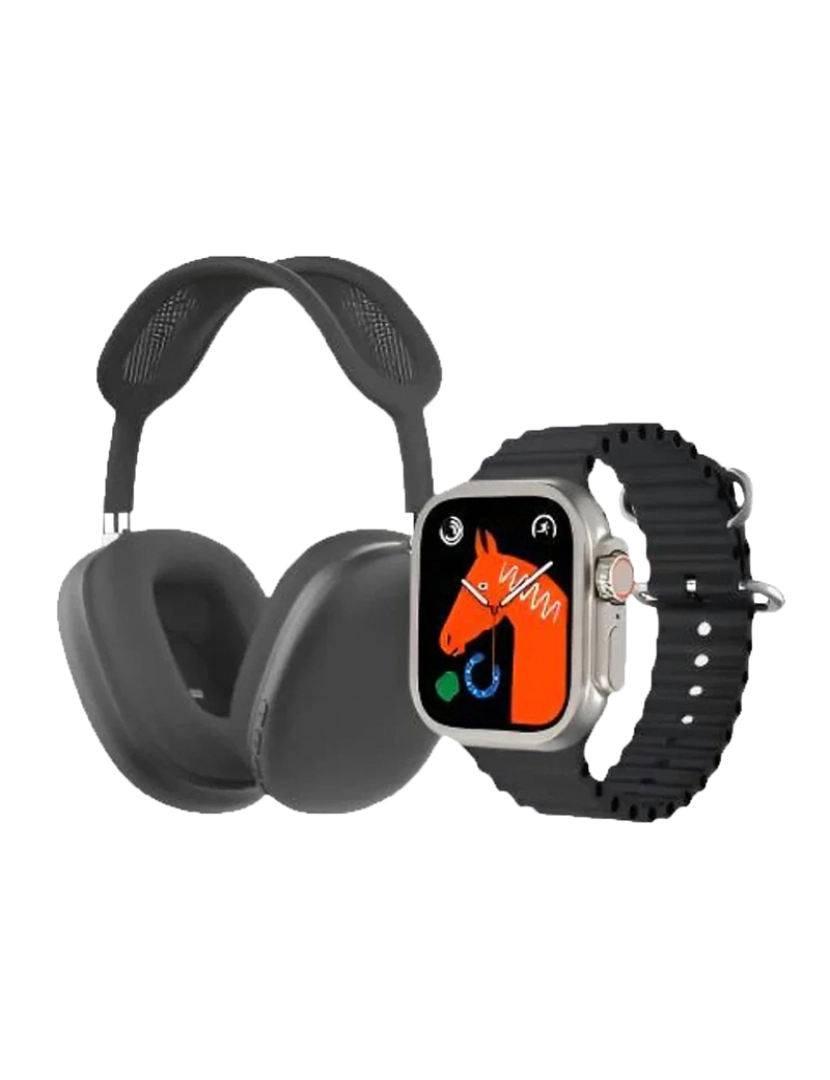 GS - HeadPhones Preto Bluetooth + Smartwatch 7 Braceletes