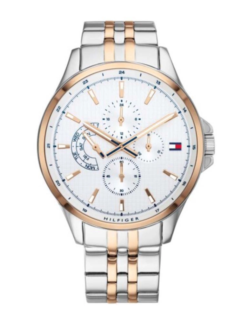 Tommy Hilfiger - Relógio Homem Prateado e Rosa Dourado